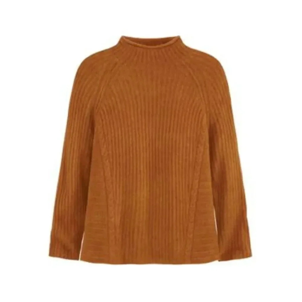 New Adyson Parker Pullover Sweater Mock Neck Copper Brown Rayon Blend XS